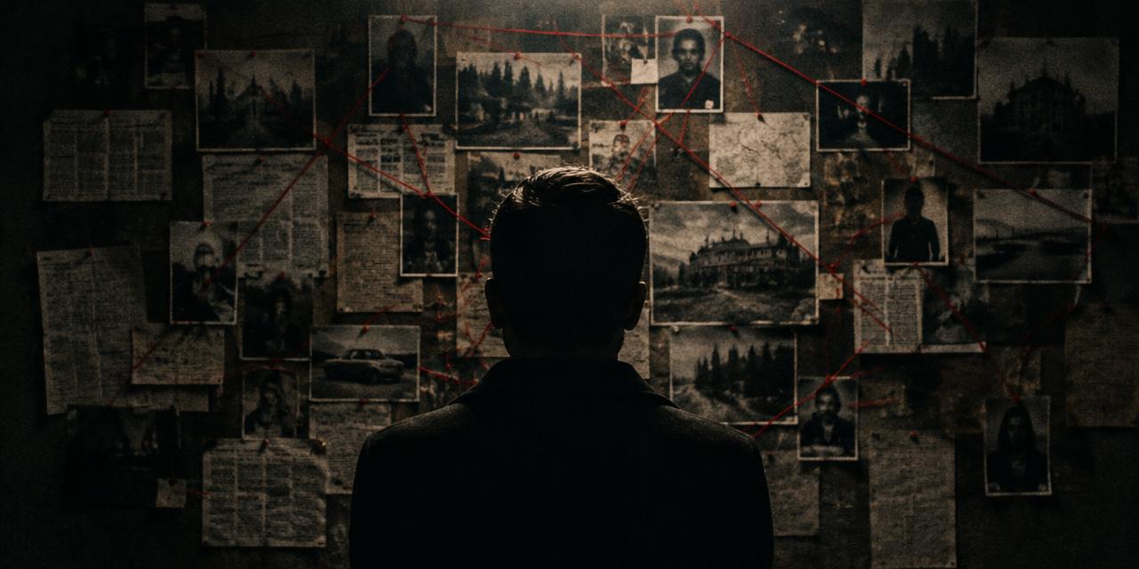 Investigation wall with red string